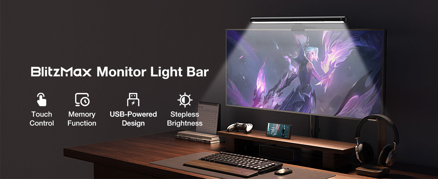 BM-RS1 Computer Monitor Lamp, Screen Monitor Light Bar for Eye Caring, - Alternative Angle