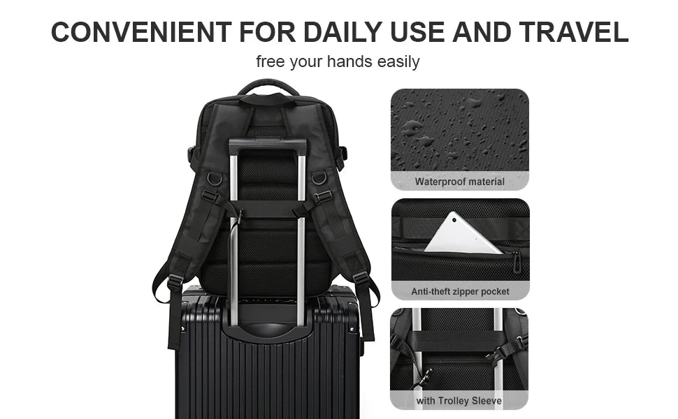 Business Travel Backpack for Men Expandable Water Resistant Backpack w - Texture Detail