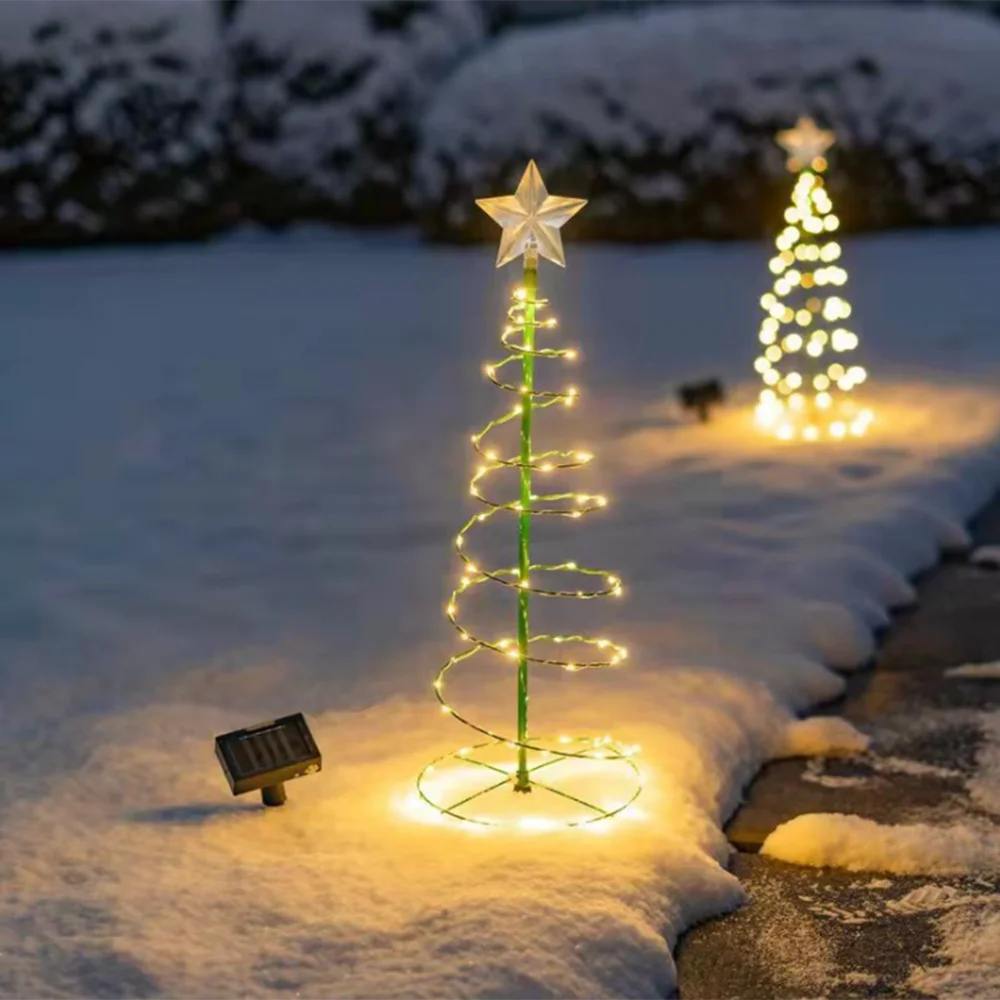 Solar Outdoor Garden Christmas Tree Lights LED String Lights IP65 Star Light Dec - Back View