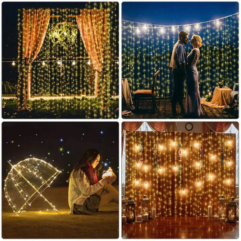 Christmas Lights Curtain Garland Merry Christmas Decor for Home 2025 X - Lifestyle View