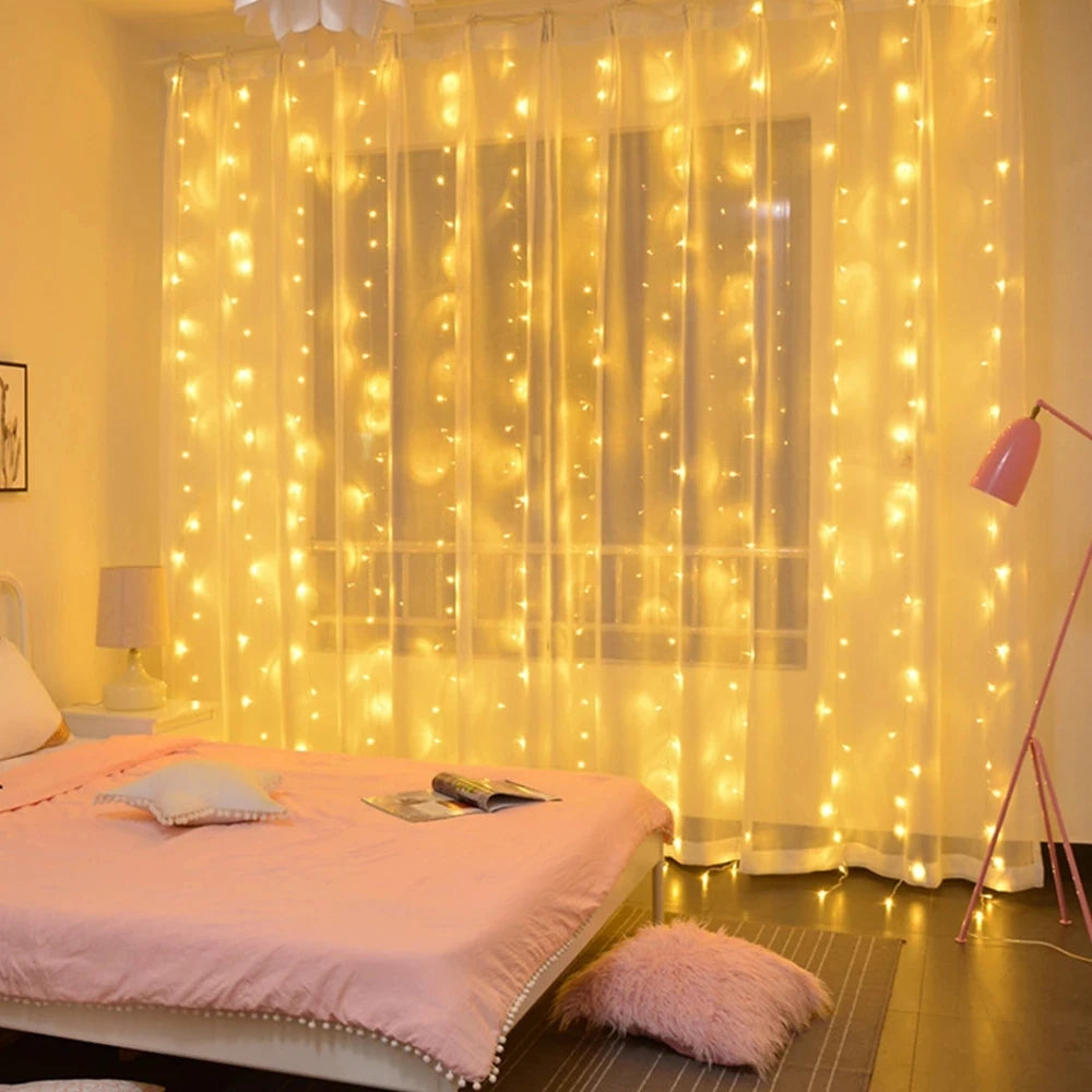 Christmas Lights Curtain Garland Merry Christmas Decor for Home 2025 X - Side View
