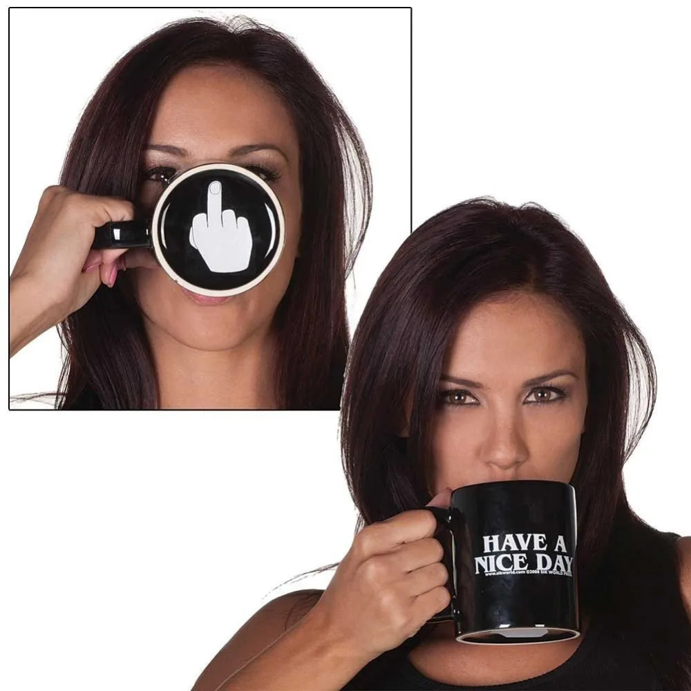 Drop shipping!Ceramic Middle Finger Coffee Cups Personality Office Gifts Have A - Main View