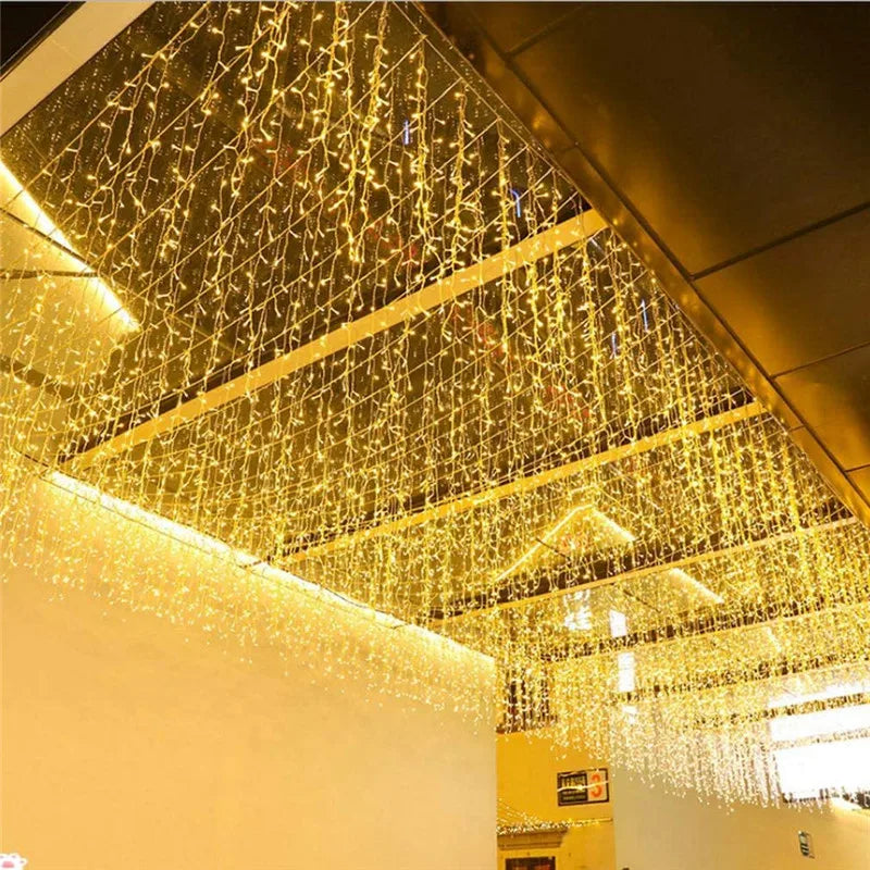Christmas Waterfall Led Curtain Icicle Light 5M Eaves Decors Outdoor Fairy String Lights Wedding Party Patio Decor Garden ...