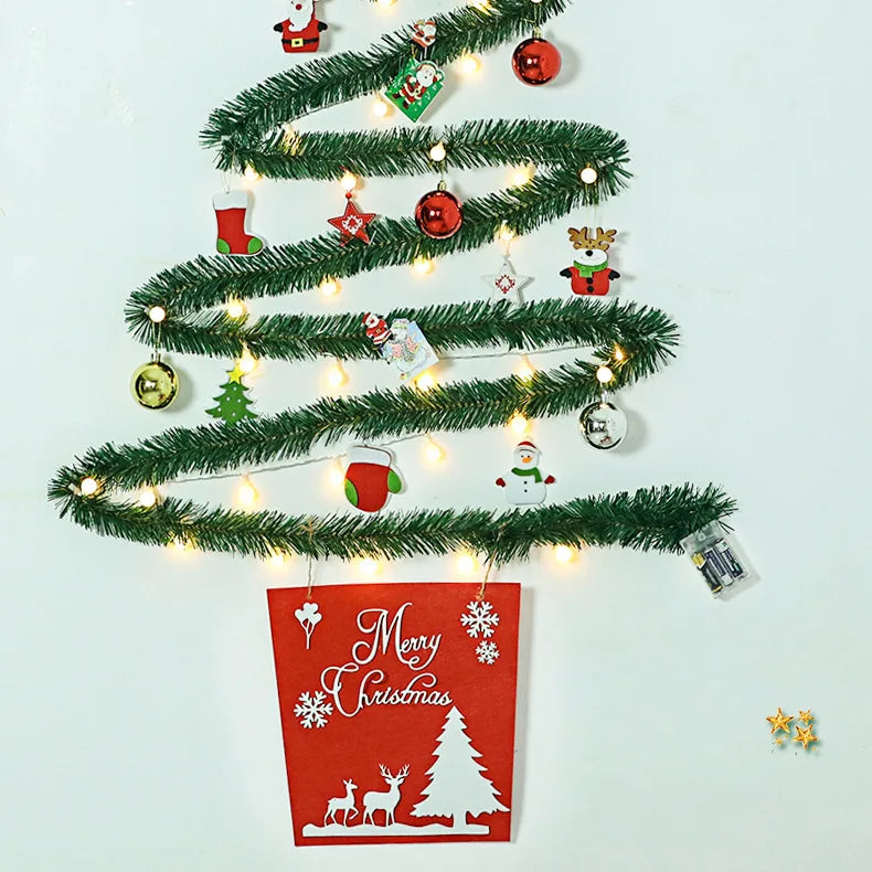 Christmas creative wall tree with lights DIY Christmas ornaments treeG - Back View