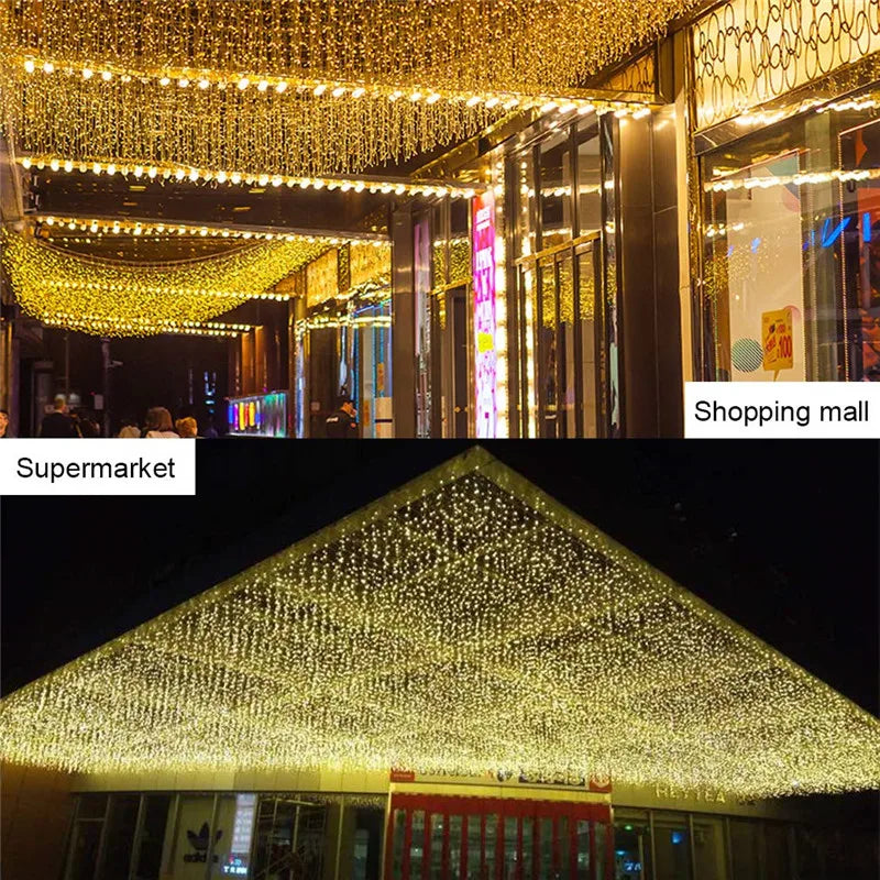 Christmas Waterfall Led Curtain Icicle Light 5M Eaves Decors Outdoor Fairy String Lights Wedding Party Patio Decor Garden ...