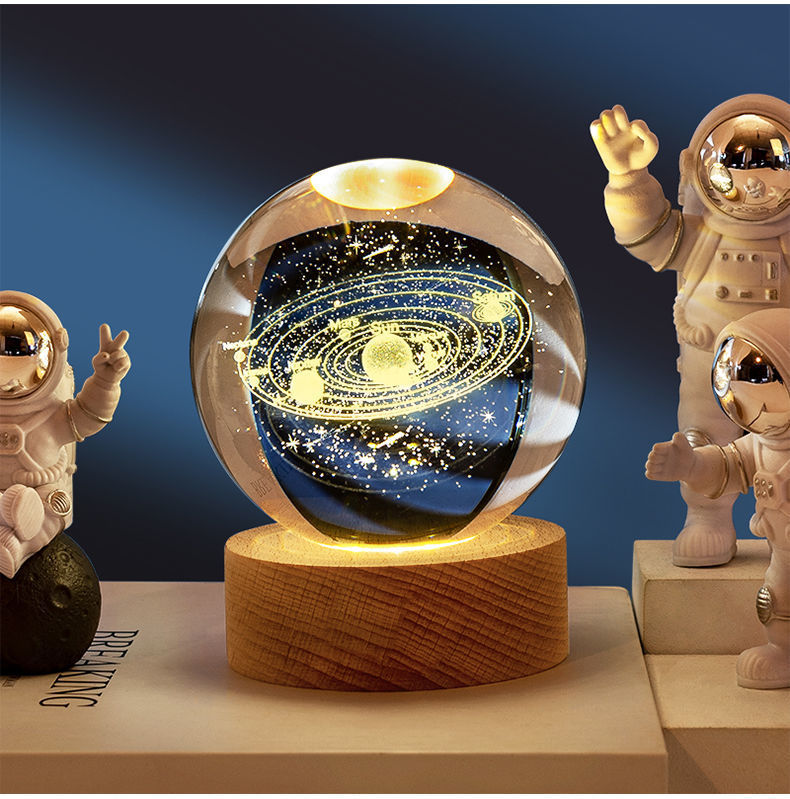 【Customized 8cm】Creative Gifts Laser Engraving Crystal Ball Night Lamp 2D Night - View 7