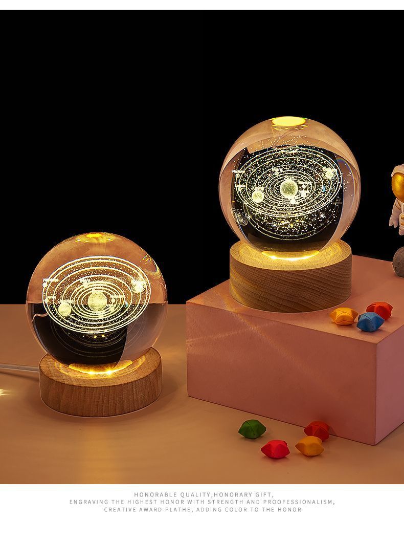 【Customized 8cm】Creative Gifts Laser Engraving Crystal Ball Night Lamp 2D Night - View 9