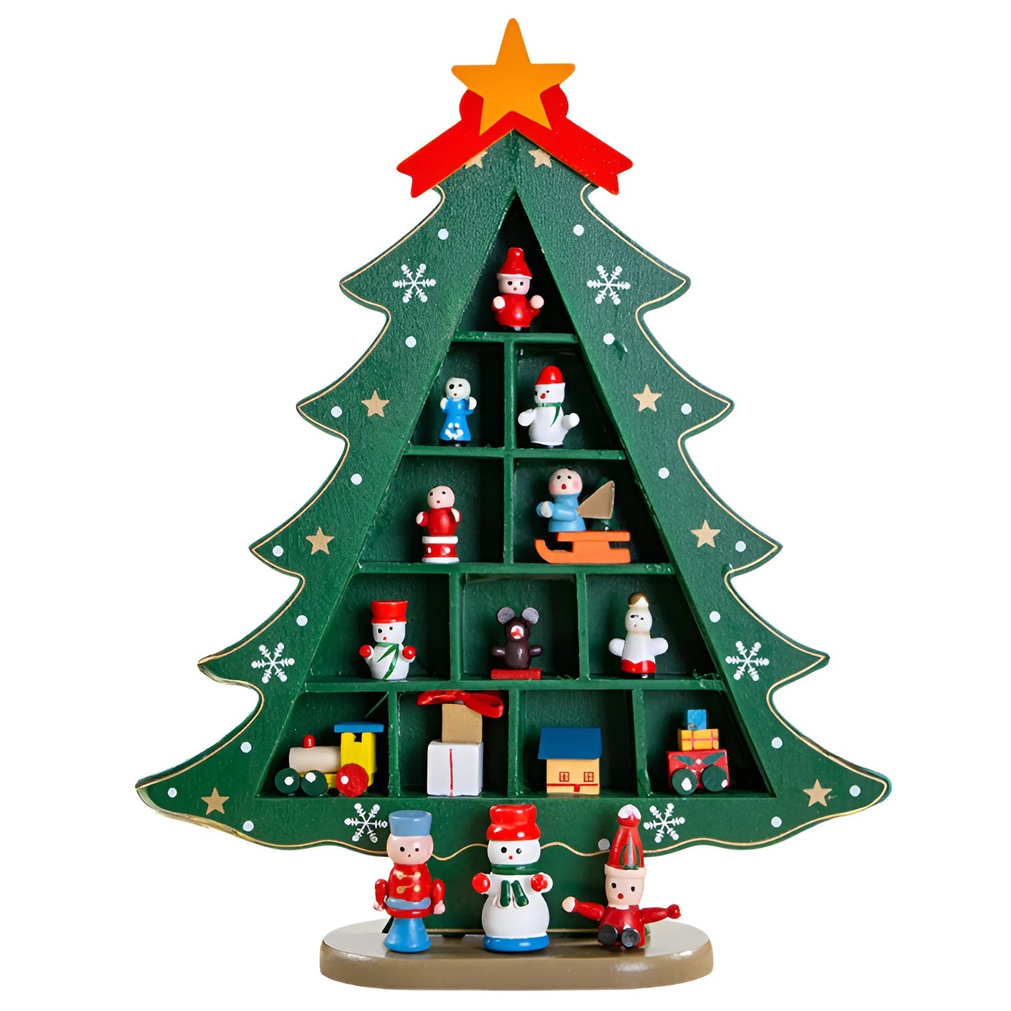 Christmas decorations small mini wooden Christmas tree DIY three-dimen - View 22