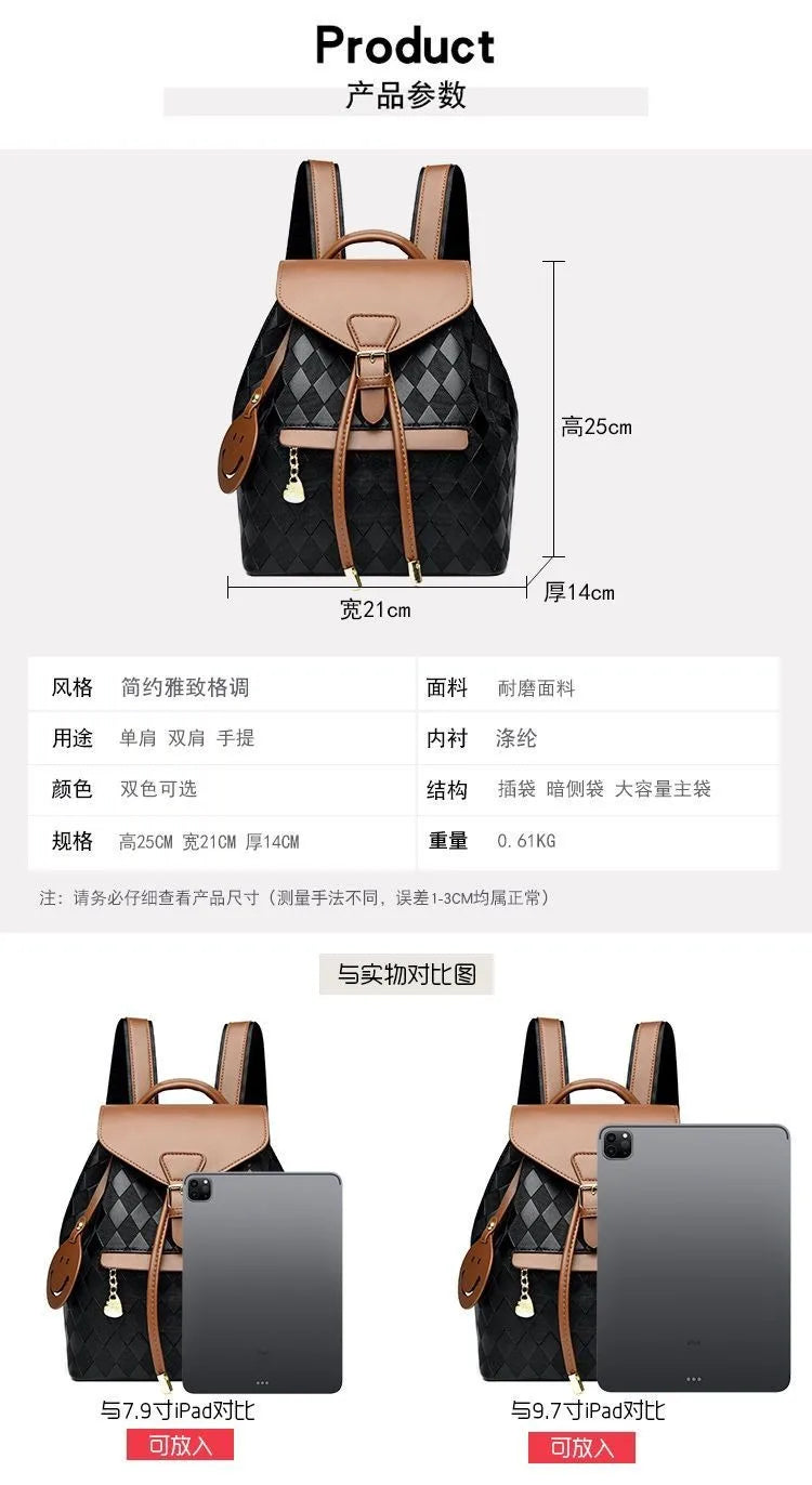 Women Backpack Soft Pu Leather Black Casual Multifunctional College Bag Capacity - View 4