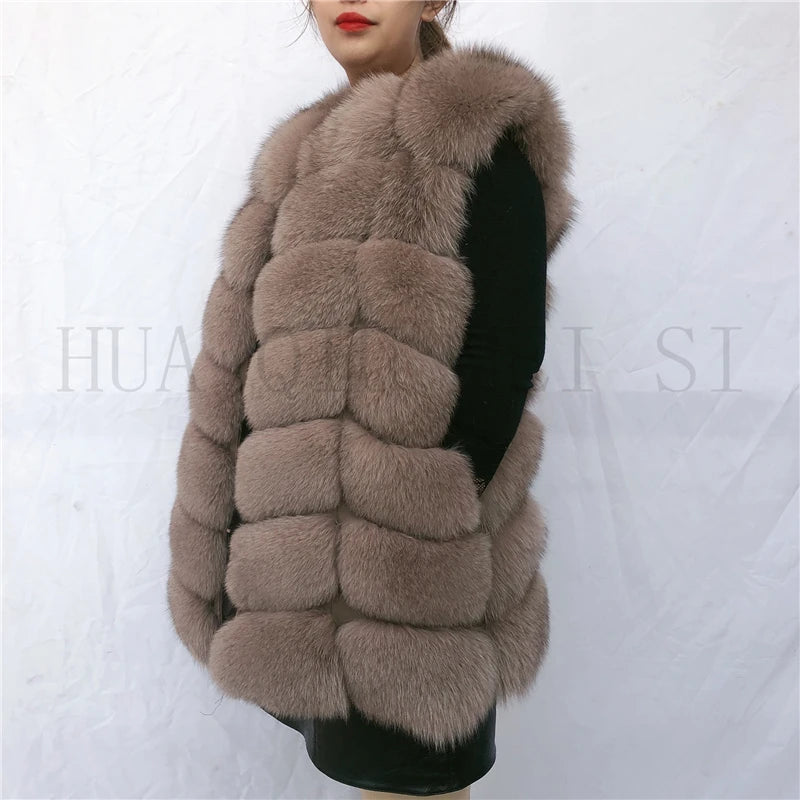 Natural fox fur vest ladies winter autumn coat warm vest made of natural fur wom - View 41