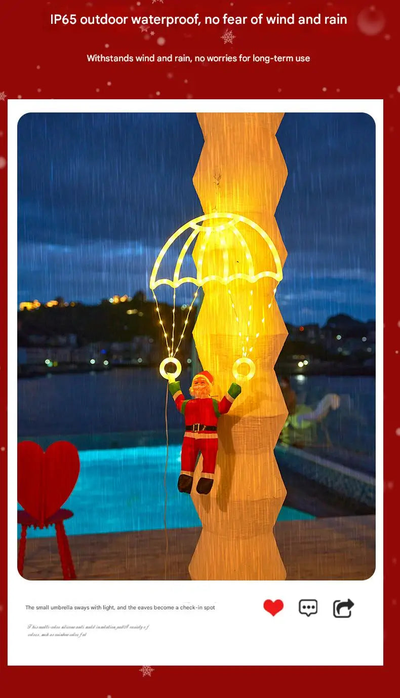 Christmas Parachute Light with Santa Claus 8 Mode Hanging Xmas Lamp fo - Color Variant