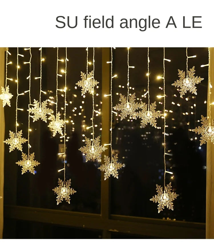 Christmas Light 3.5m Led Snowflake Garland Curtain String Fairy Lights - Full View