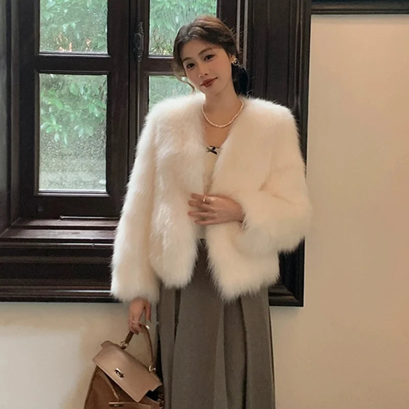 Eco-Friendly Fur Coat Young Sle V-Ne Women's Jaet Thi ort Faionable Winter Oute - View 10