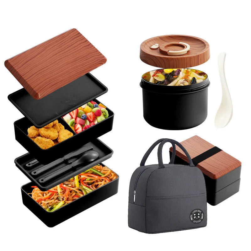 Untior Divided Lunch Box Picnic Microwave Japanese Bento Box Double