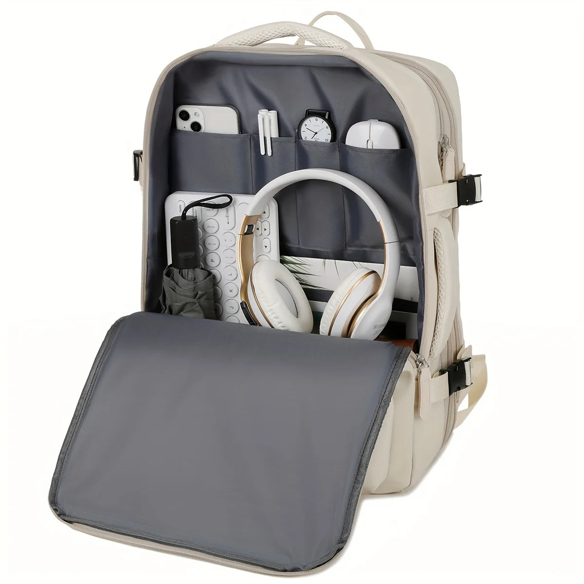 Expandable Backpack Men's Large-Capacity School Bag Business Trip Portable Lugga - View 5
