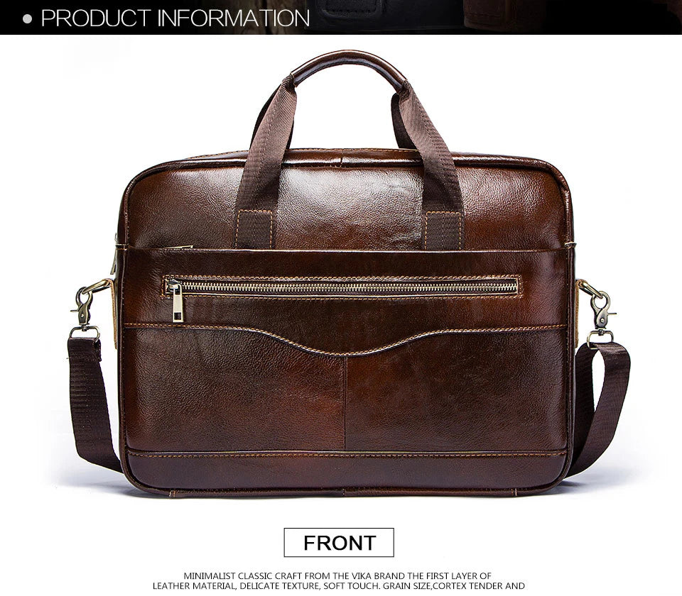 Genuine Leahther Men Briefcase Portable Office Handbag for L...