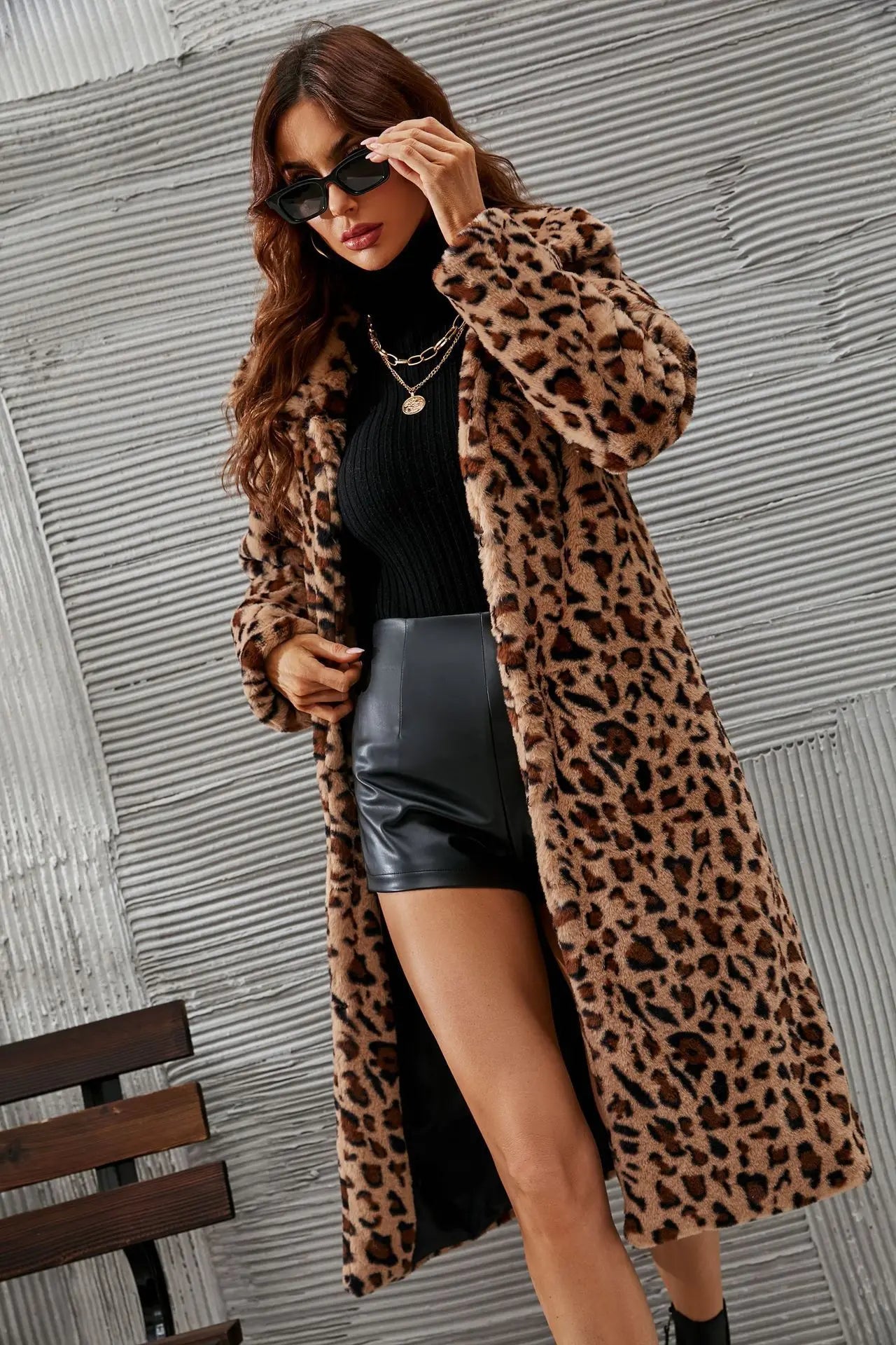 American European New Women’s Leopard Casual Trendy Turn-down Collar L - Full View