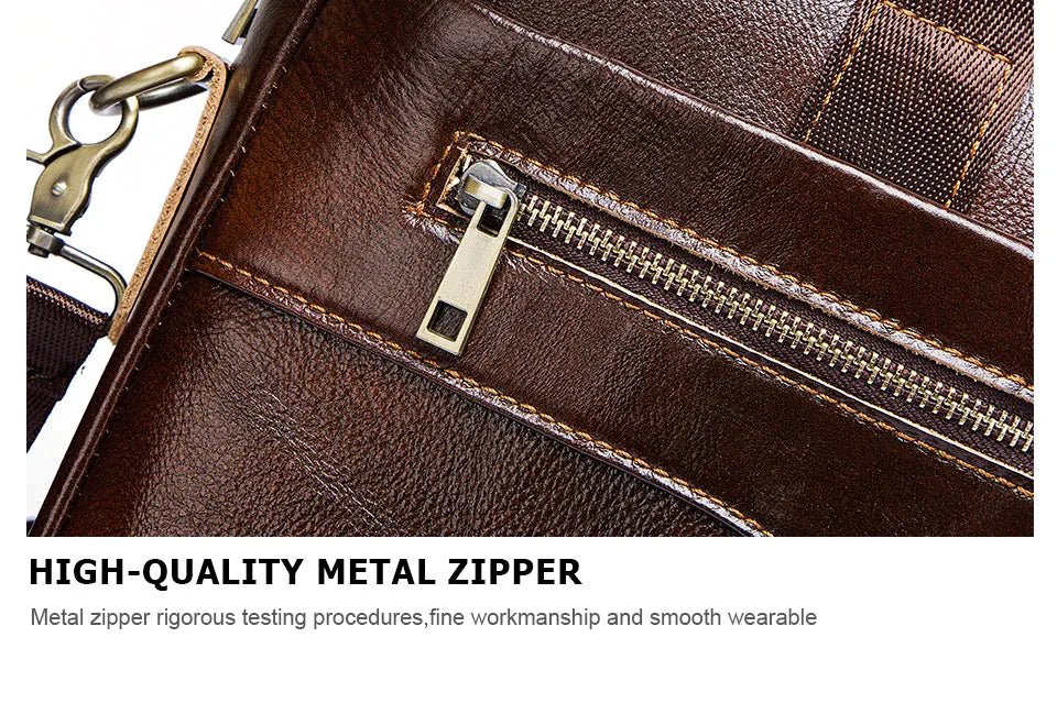 Genuine Leahther Men Briefcase Portable Office Handbag for L...