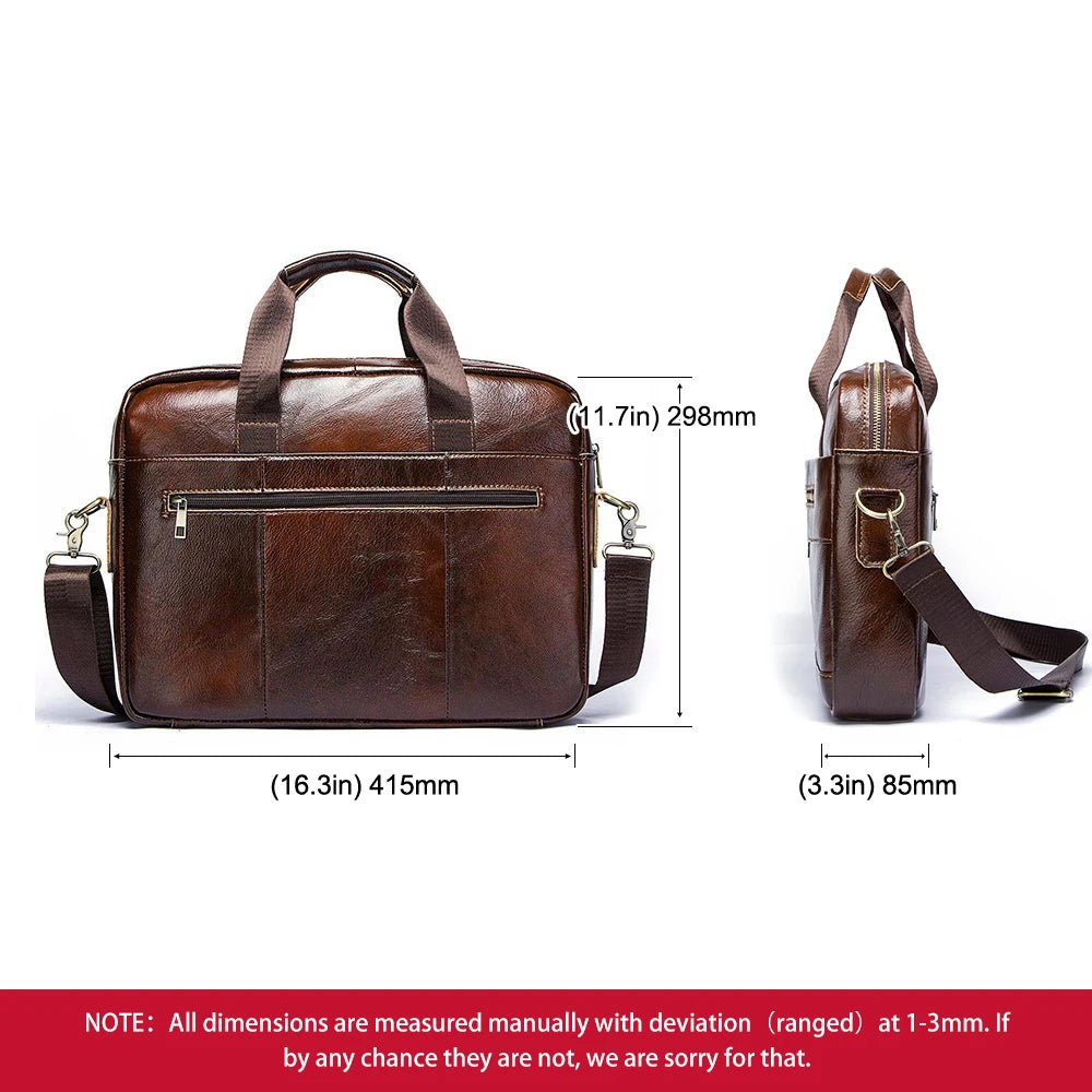 Genuine Leahther Men Briefcase Portable Office Handbag for L...