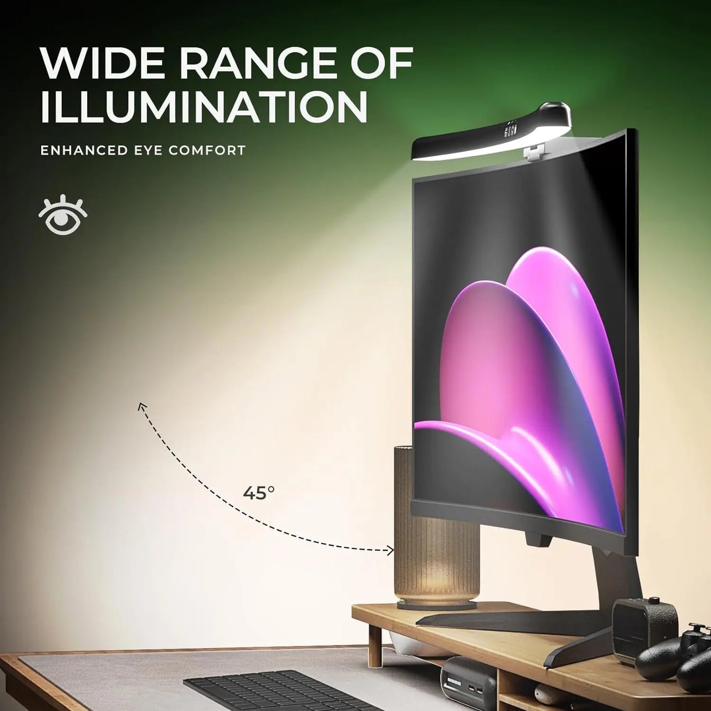 Curved Monitor Light Bar, Stepless Dimming USB Desk Lighting Lamp Applicable to - View 5