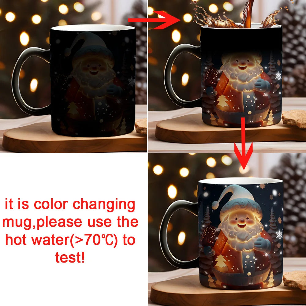 Christmas Color Changing Mug Santa Claus Ceramic Magic Mug Elk Heat Se - Lifestyle View