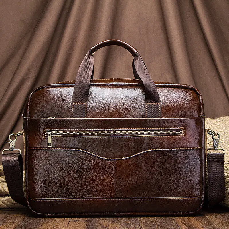 Genuine Leahther Men Briefcase Portable Office Handbag for L...