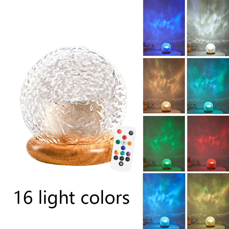 2025 New Water Ripple Projector Night Light Crystal Mood Lamp Home Bed - Color Variant 2