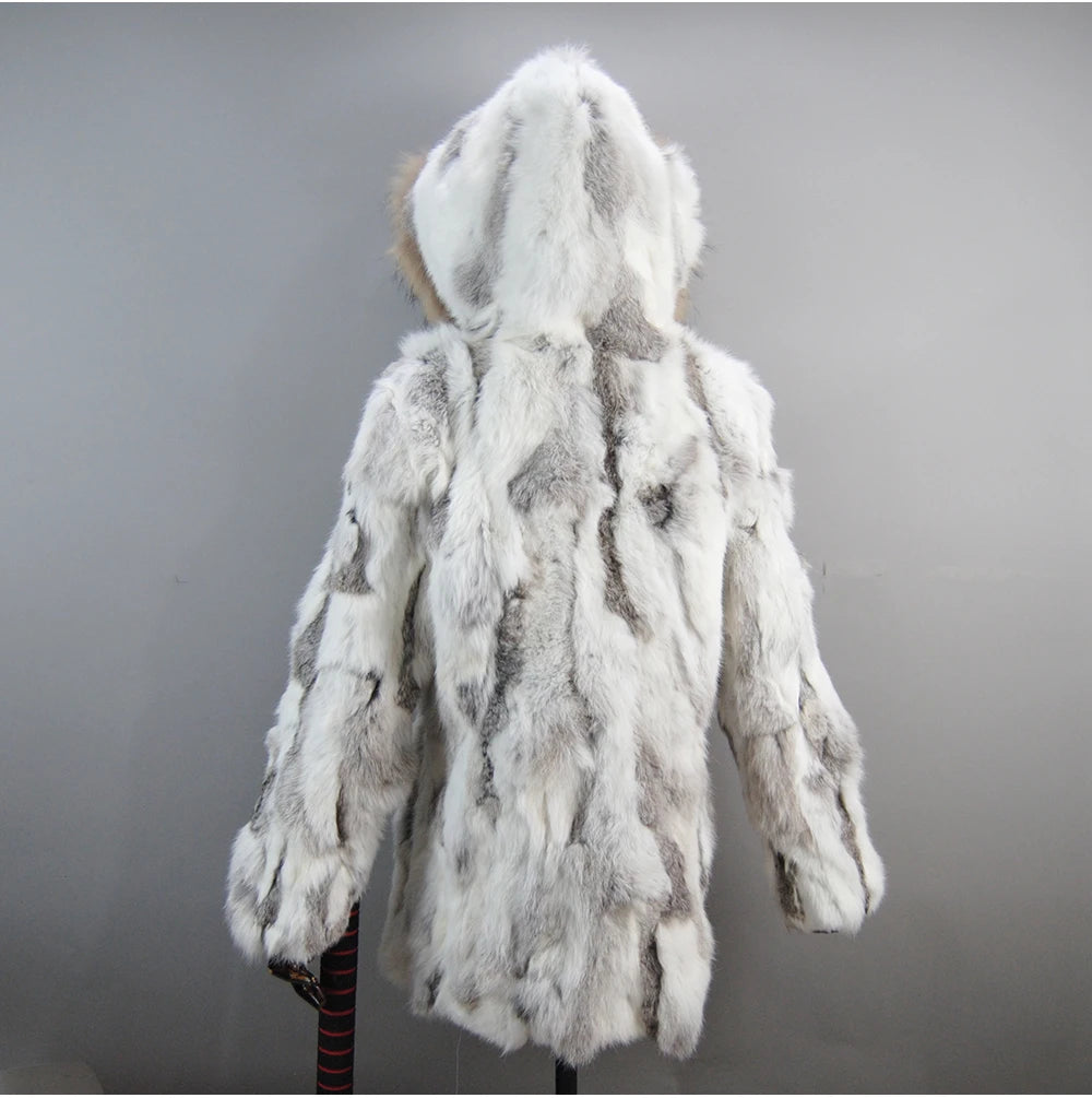 2025 Winter Women Rabbit Fur Coat Real Genuine Rabbit Fur Jacket With - Fabric Close-up