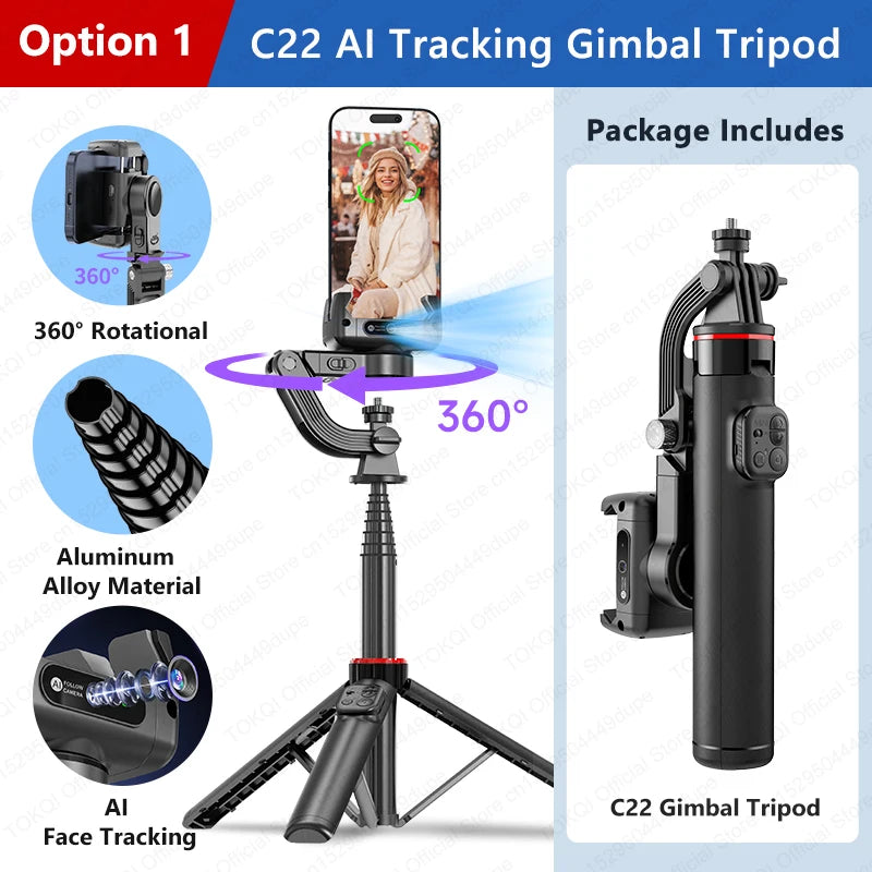 AI Tracking Deskpot Gimbal Tripod with Extendable Selfie Stick for Mob - View 57