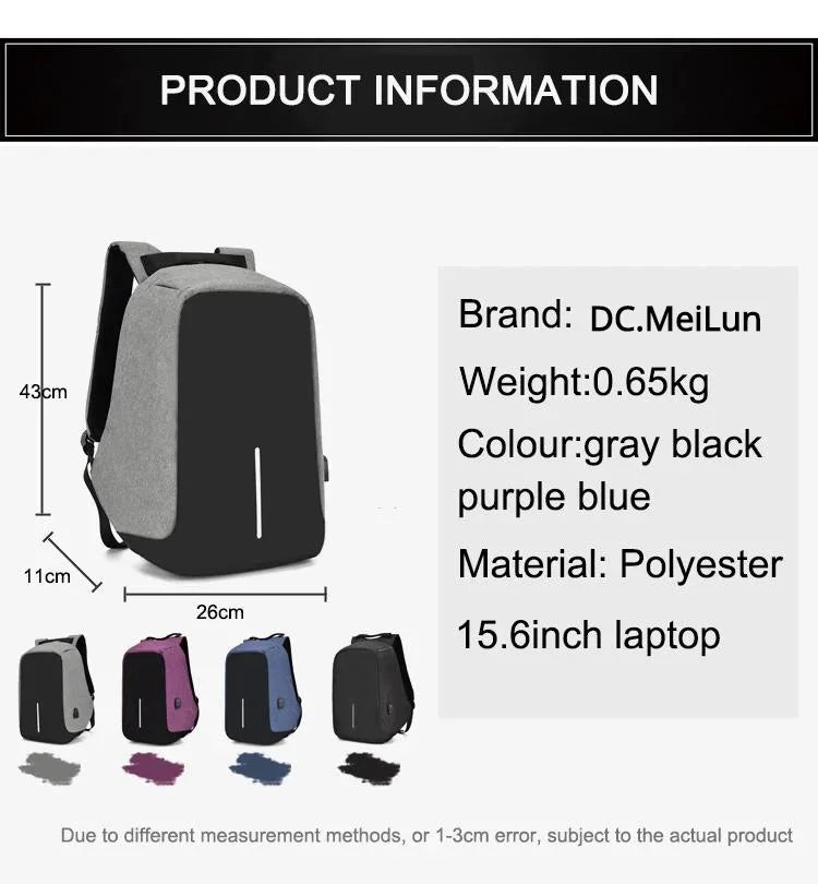 Anti-theft Backpack Bag 15.6 Inch Laptop Men Mochila Male Waterproof B - Full View