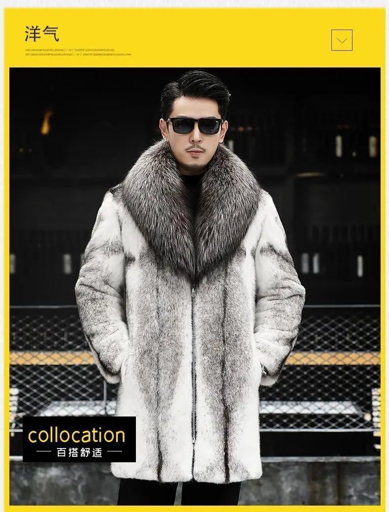 -10 degrees Celsius cold resistant and warm mink fur coat for men's wi - Pocket Detail
