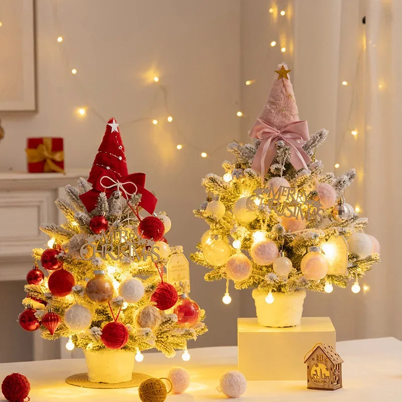 Christmas Tree DIY Set 35cm Xmas Tree with LED Lights Tabletop Ornamen - Back View