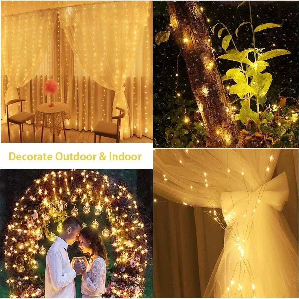 Christmas Lights Curtain Garland Merry Christmas Decorations For Home - Pattern Detail