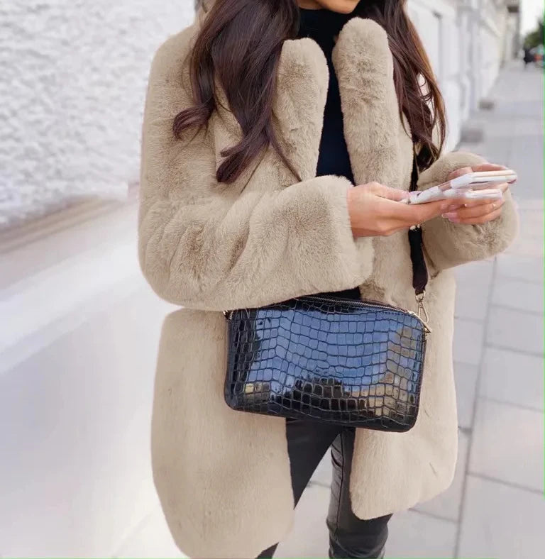 Autumn Winter Long Faux Fur Coat Jacket 2024 Women Thick Warm Coats Wo - Side View