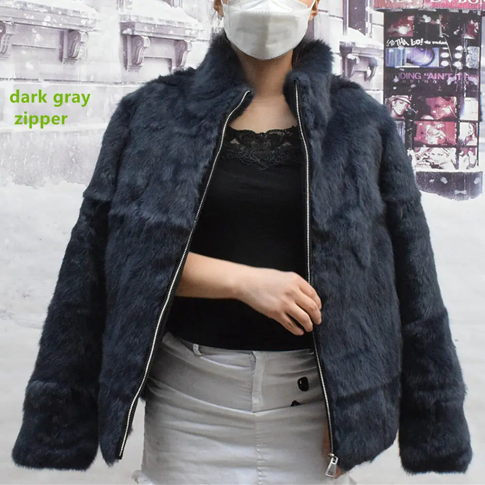 Fancy Rani Natural Rabbit Fur Coat Women Winter Jacket Real Leather And Fur Wome - View 18