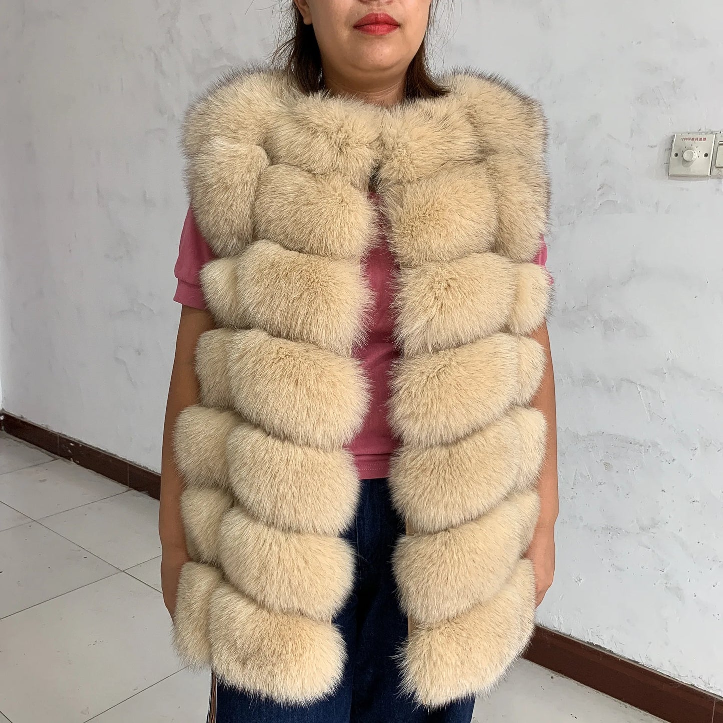 Natural fox fur vest ladies winter autumn coat warm vest made of natural fur wom - View 60