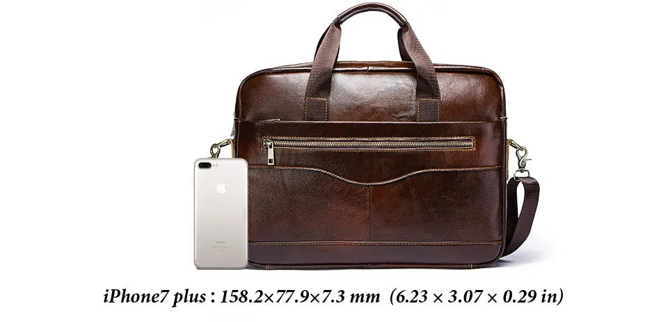Genuine Leahther Men Briefcase Portable Office Handbag for L...