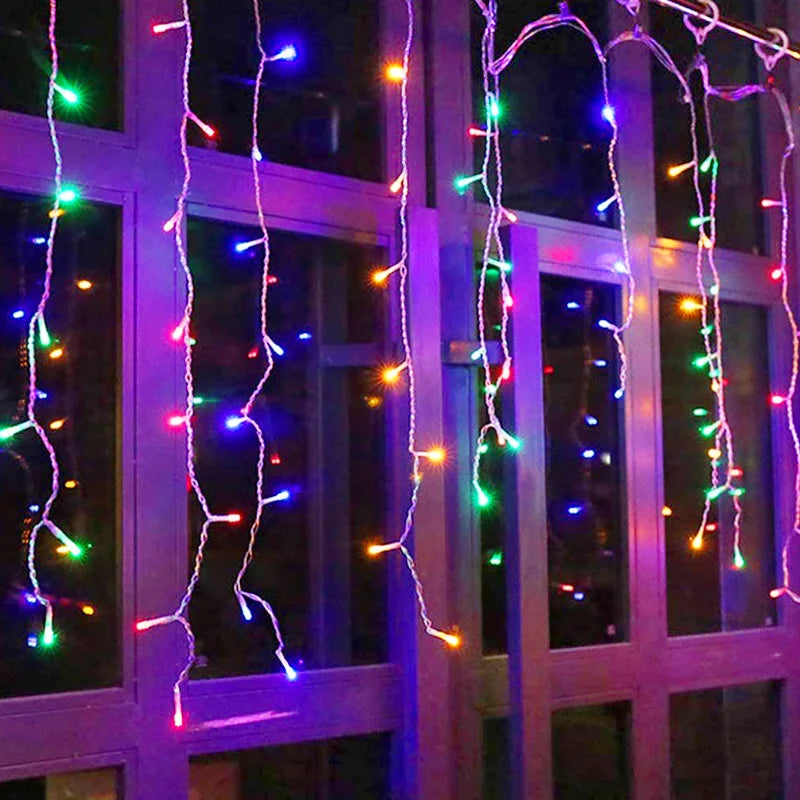 Christmas Garland LED Curtain Icicle Lights Festoon LED Light Droop Wa - Side View