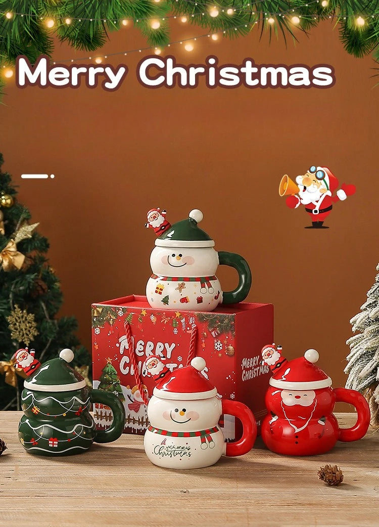 Creative Christmas Ceramic Cup Cartoon Snowman Mugs Gift Box for Christmas Household Coffee Mug Milk Cup - Image 7
