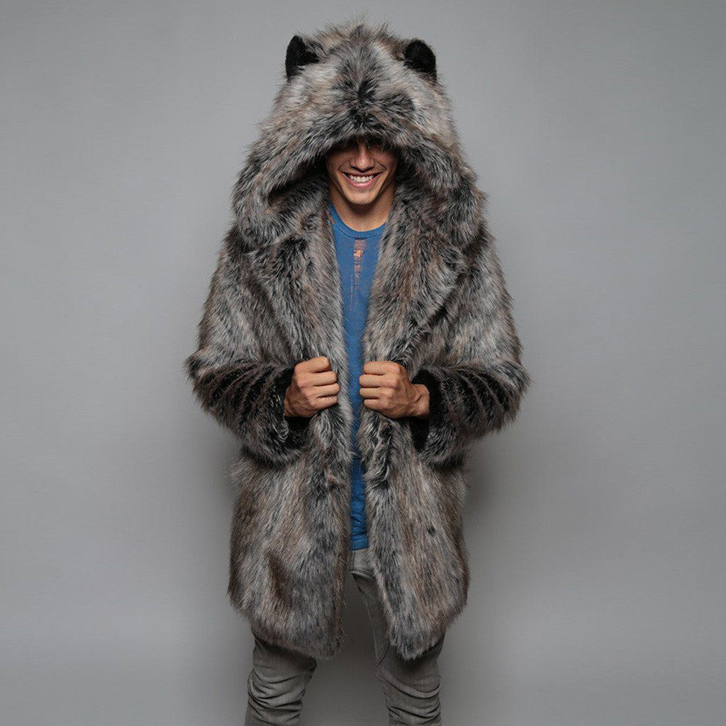Casual Imitation Fur Jacket Coat Men's Winter Casual Warm Mink Coats M - Interior View