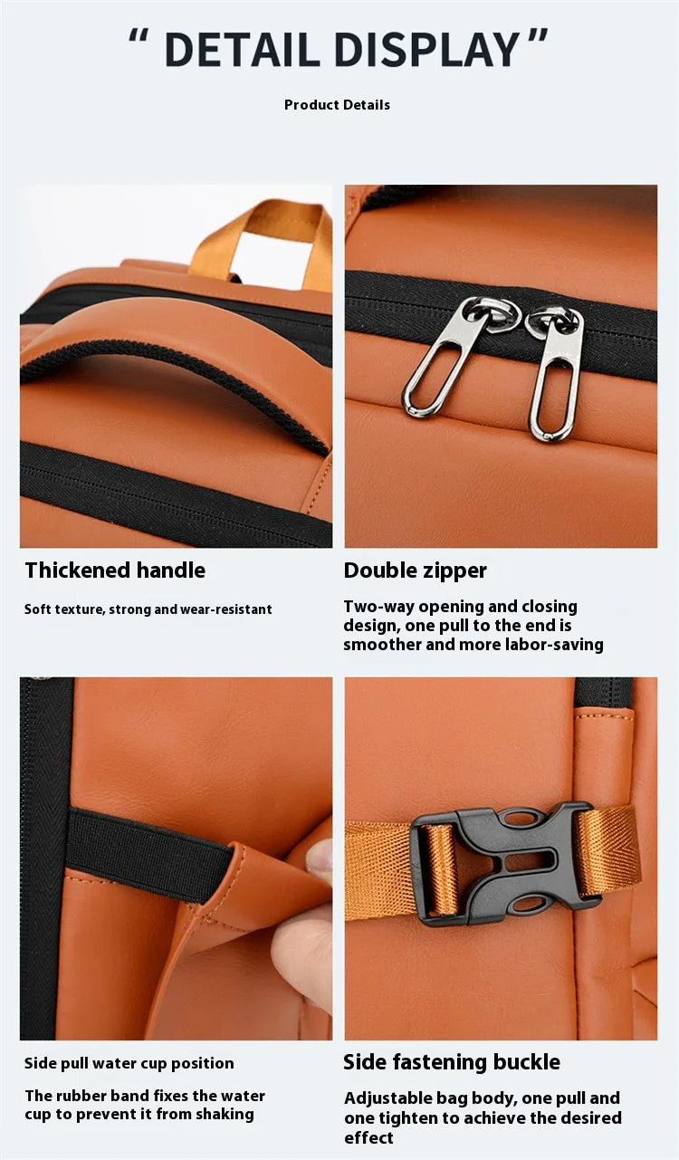 Commuting laptop backpack, expandable, premium orange, waterproof casual backpack, 15.6 inches, large capacity travel back...