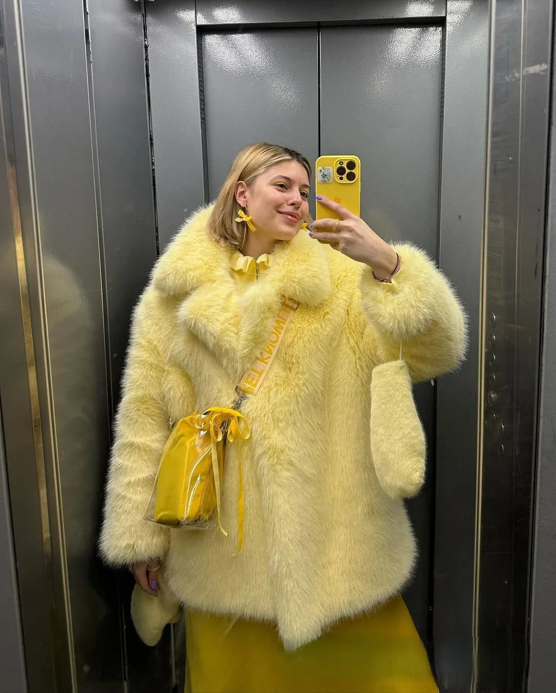 Faux Fur Coats Women Mid Length Turn Down Collar Coat Thick Warm Y2k Streetwear - View 36