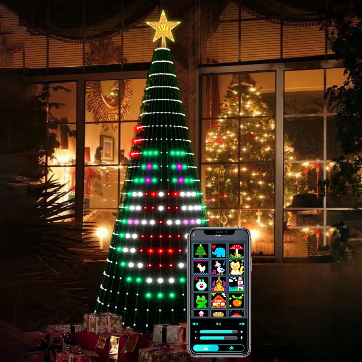 Christmas Tree Star Lights Smart RGB Christmas Light with Remote Timer - Interior View