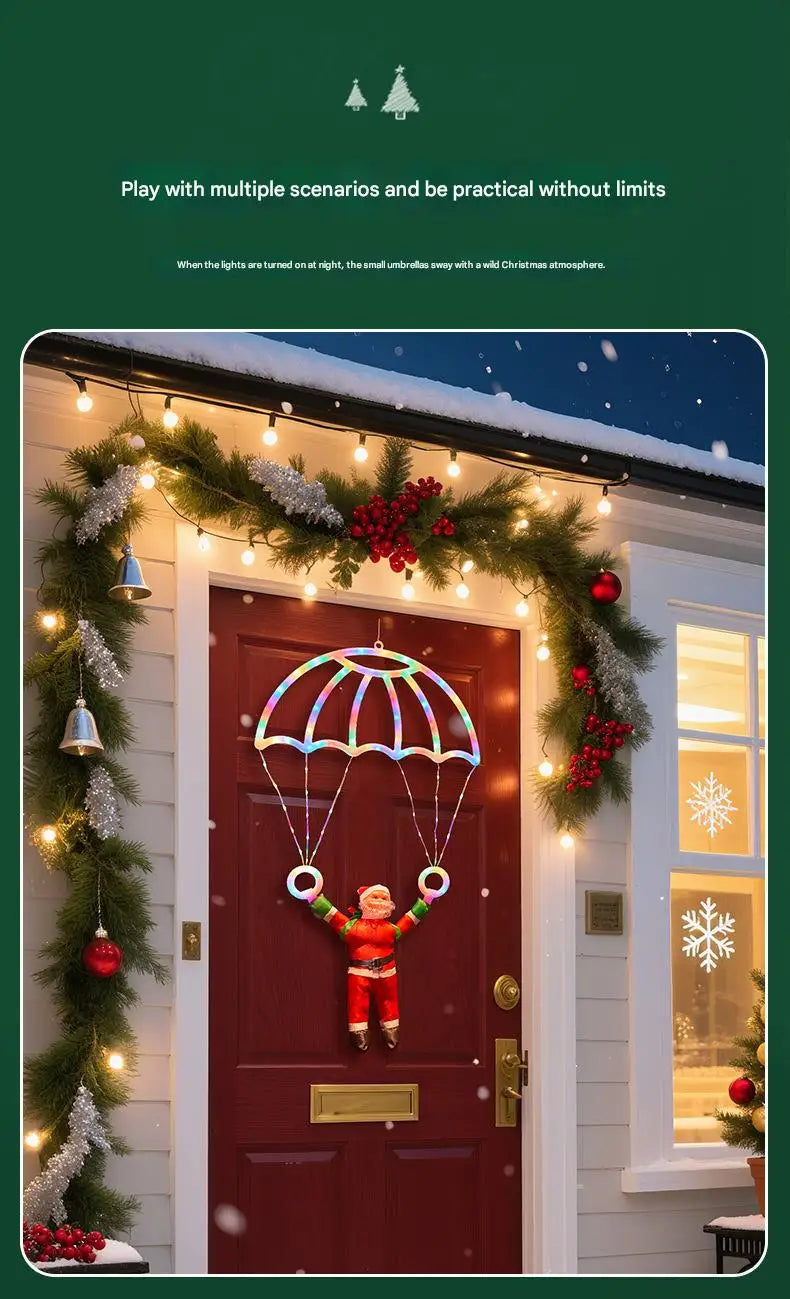 Christmas Parachute Light with Santa Claus 8 Mode Hanging Xmas Lamp fo - Usage View