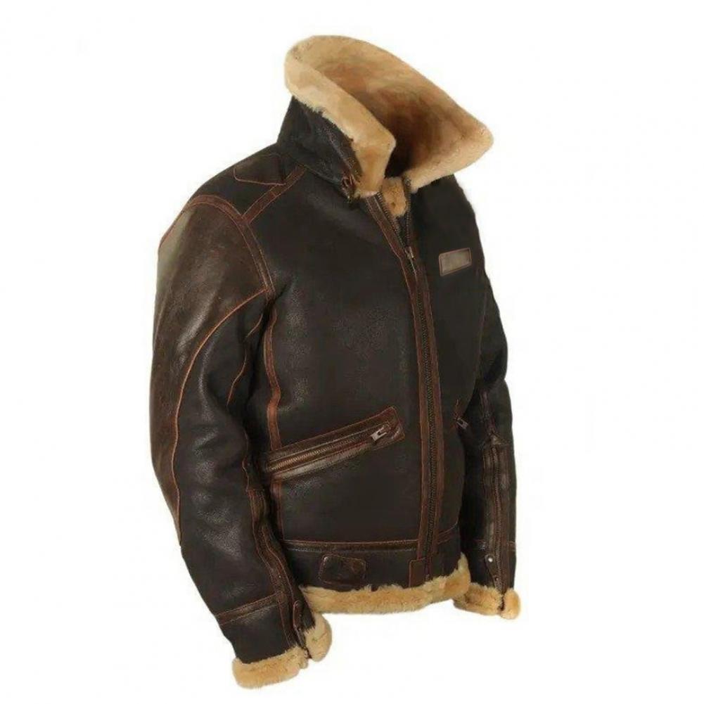 Men Jacket Plush Lining Fur Collar Men's Leather Jackets Thickened Windproof PLu - View 15