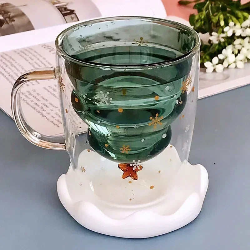 Christmas Gift 300ml Christmas Tree Glass Cup Creative Heat-Resistant - Back View