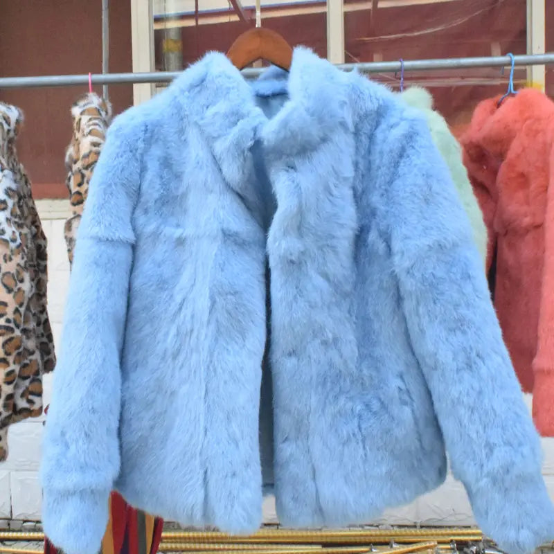 Fancy Rani Natural Rabbit Fur Coat Women Winter Jacket Real Leather And Fur Wome - View 24