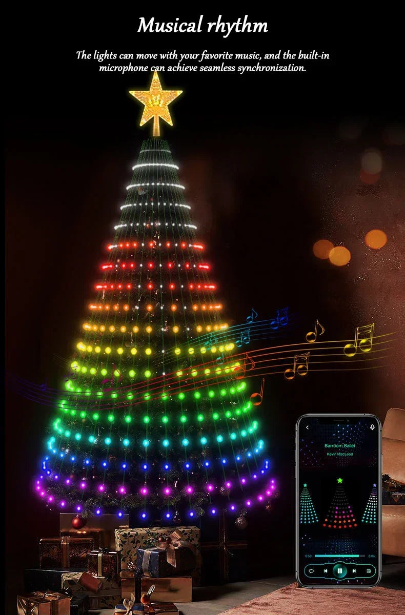 Smart Christmas Tree Lights App DIY Text Pictures Music Rhythm LED RGB String Li - View 13