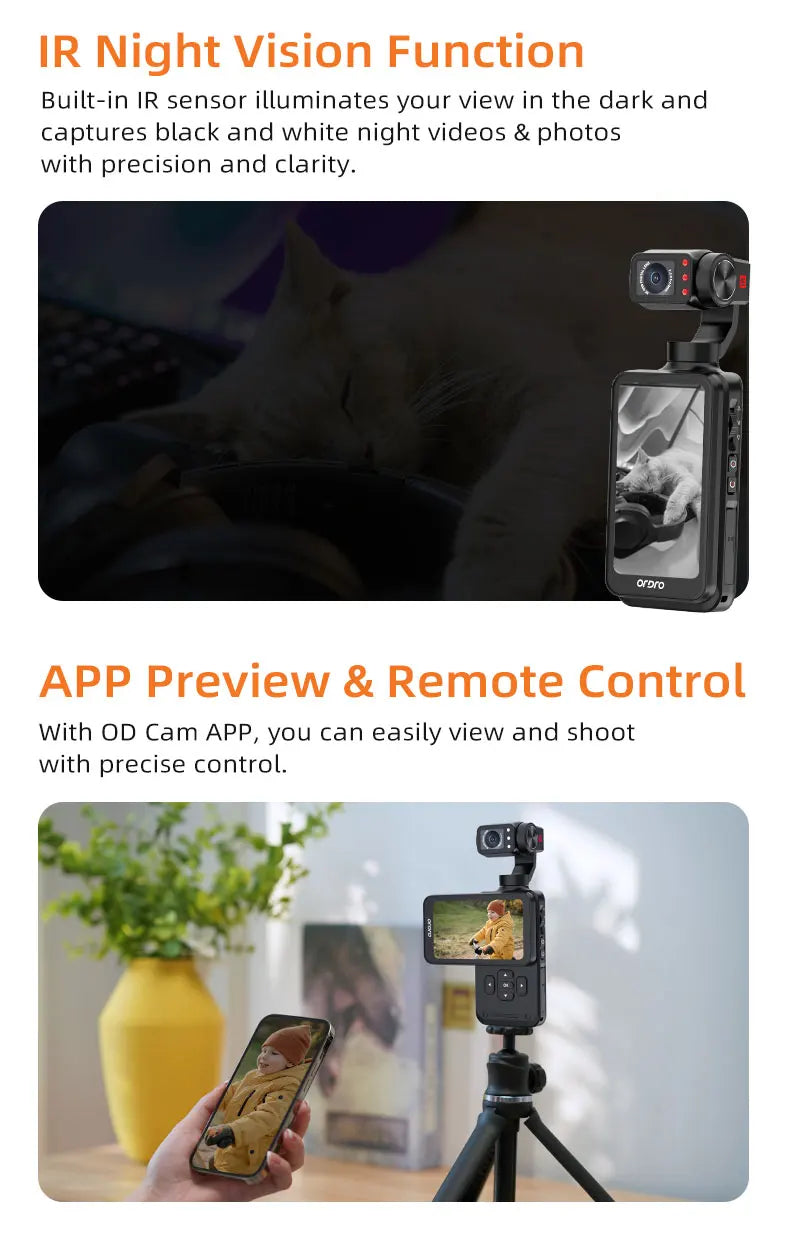 ORDRO M5 Action Camera 4k Handheld Pocket Digital Camcorder 3-axis Gimbal Stabil - View 16