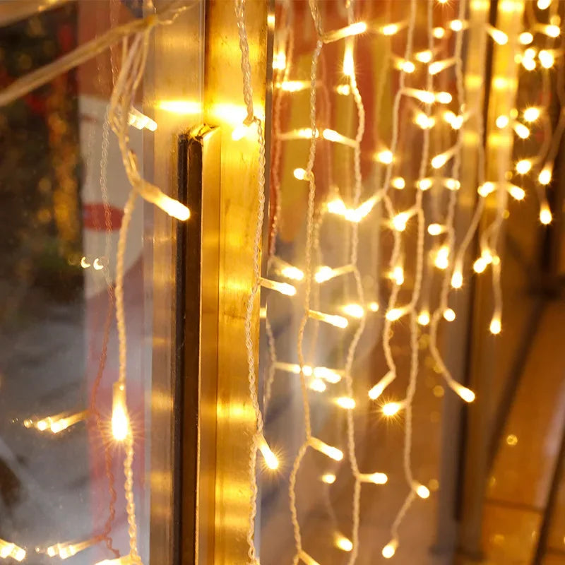 Christmas Waterfall Led Curtain Icicle Light 5M Eaves Decors Outdoor Fairy String Lights Wedding Party Patio Decor Garden ...